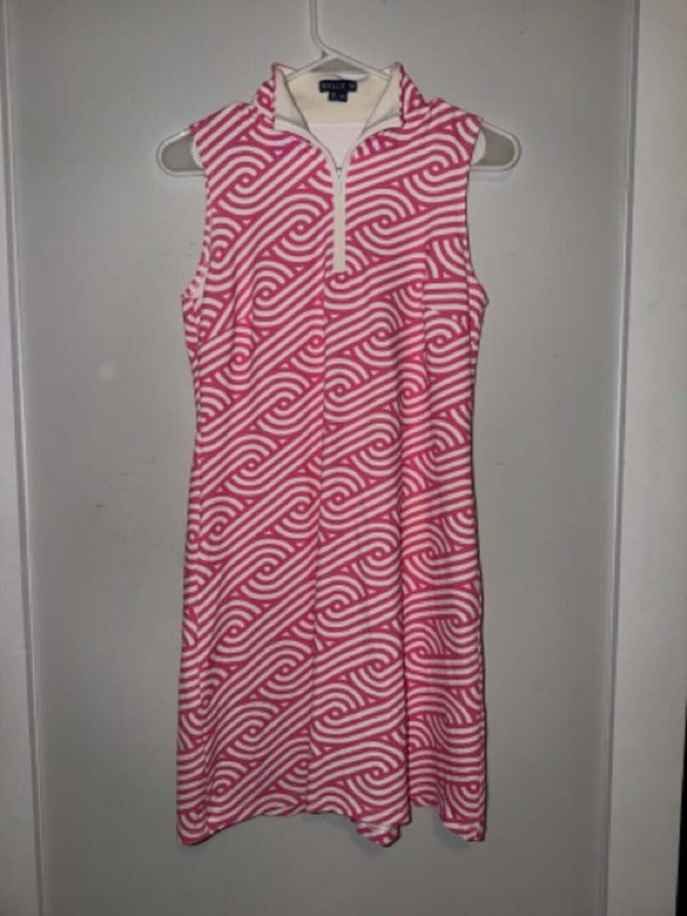 Melly M Pink White Wave Print Sleeveless Golf/Tennis Zip Dress Women's XS